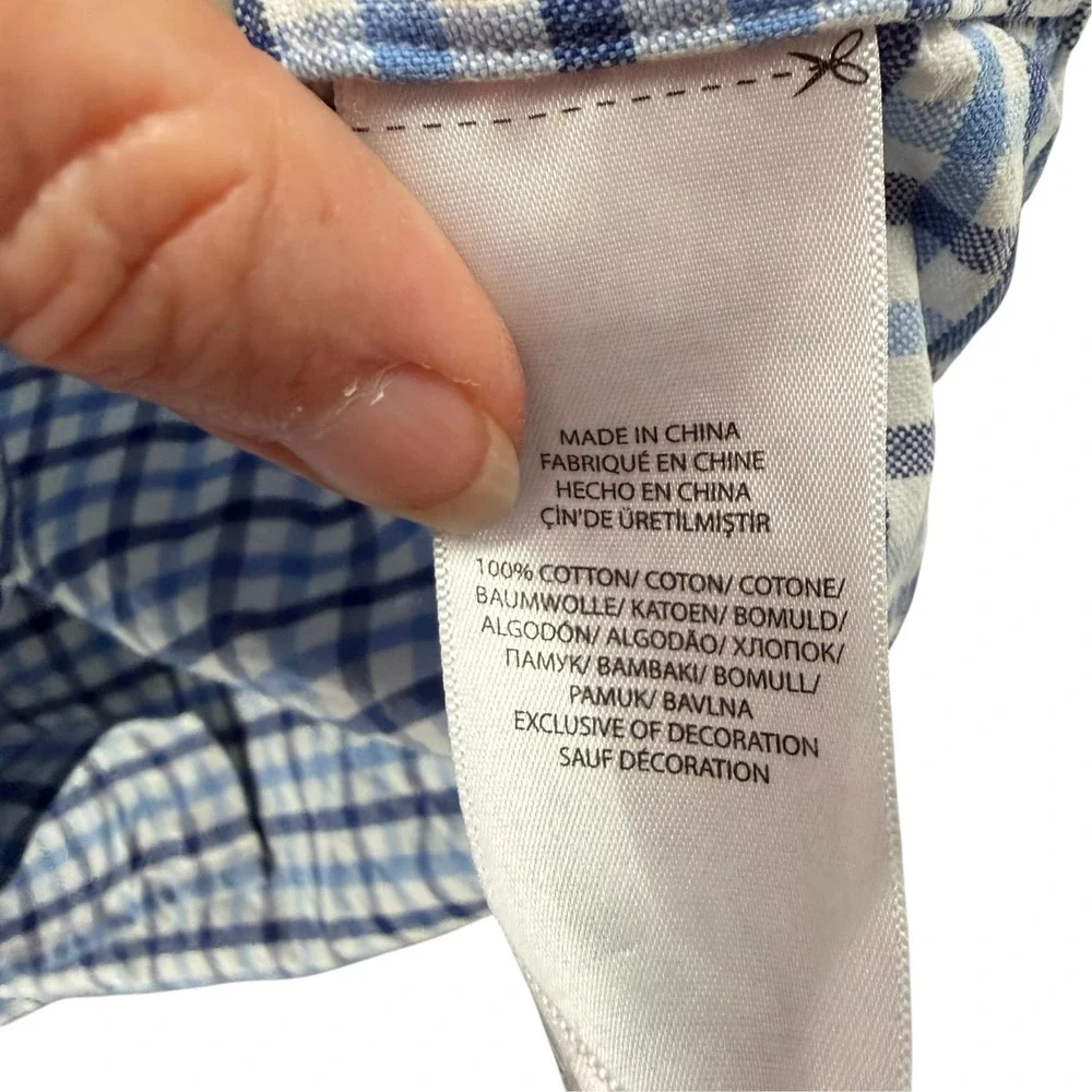 Polo Ralph Lauren Mens Blue Gingham Check Cotton Button Down Shirt Large L